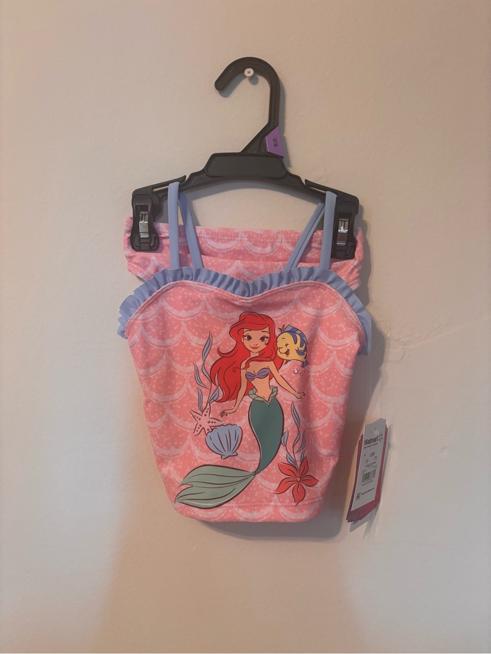 Disney Pink Ariel Mermaid Swim set with Blue Trim